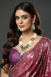 Ethnic White Pearl Jadau Necklace