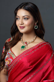 Emerald Majesty Bird Motif Kundan Necklace Set