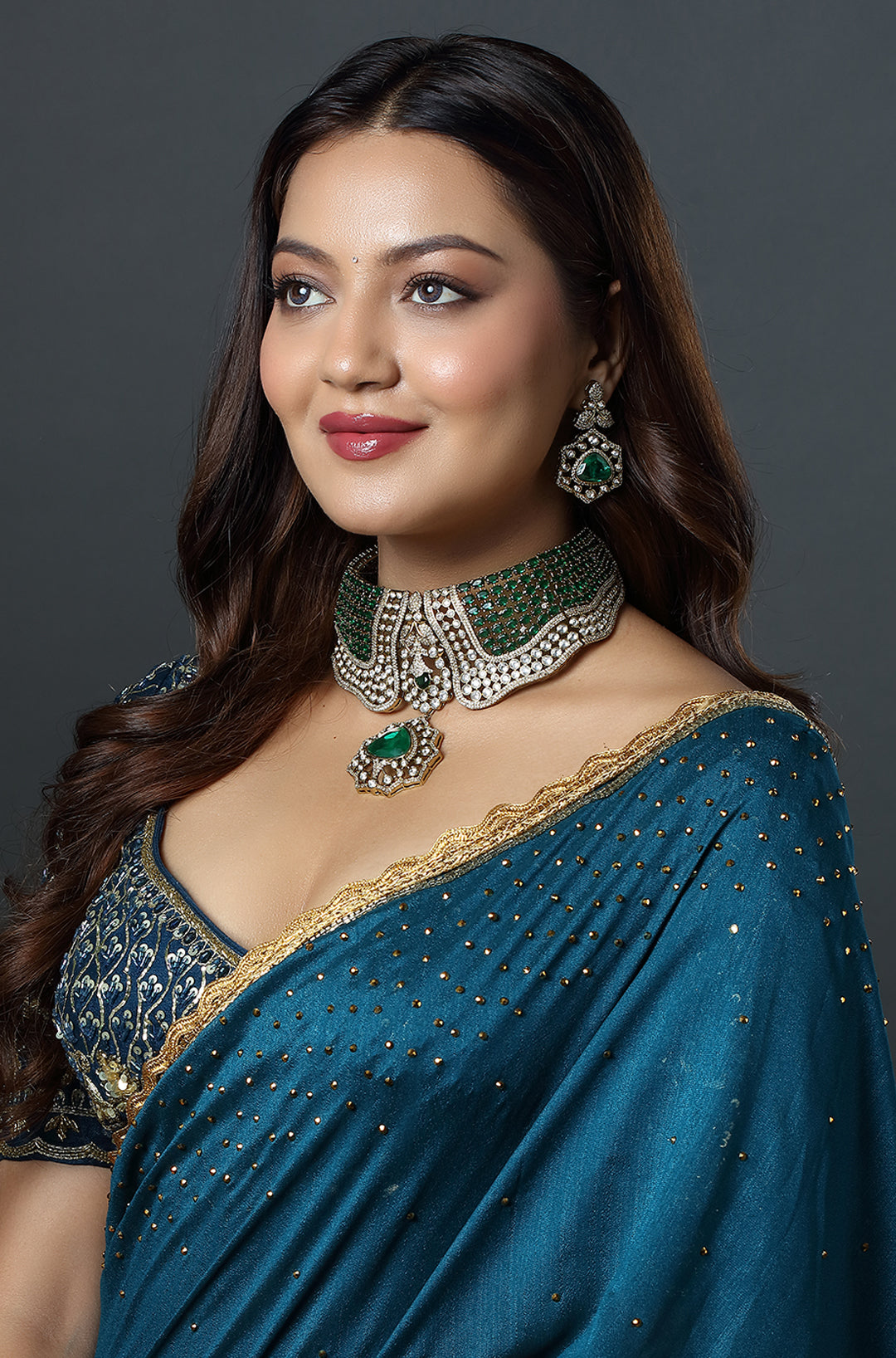 Emerald Royale Polki Collar Choker Set