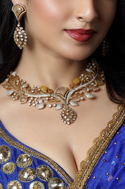 Golden Vine Crystal Statement Necklace Set
