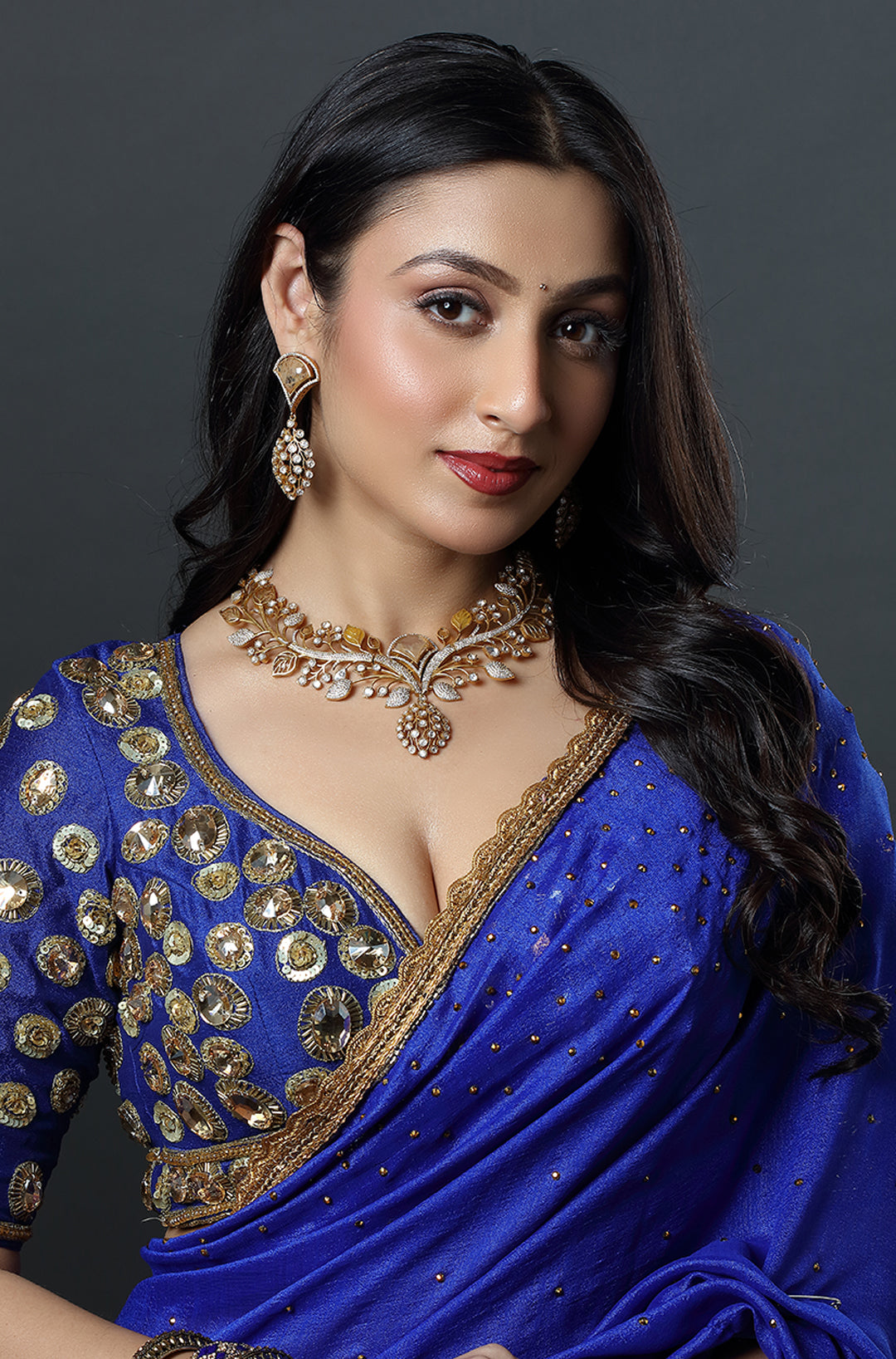Golden Vine Crystal Statement Necklace Set