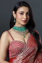 Emerald Cascade Polki Statement Choker Set