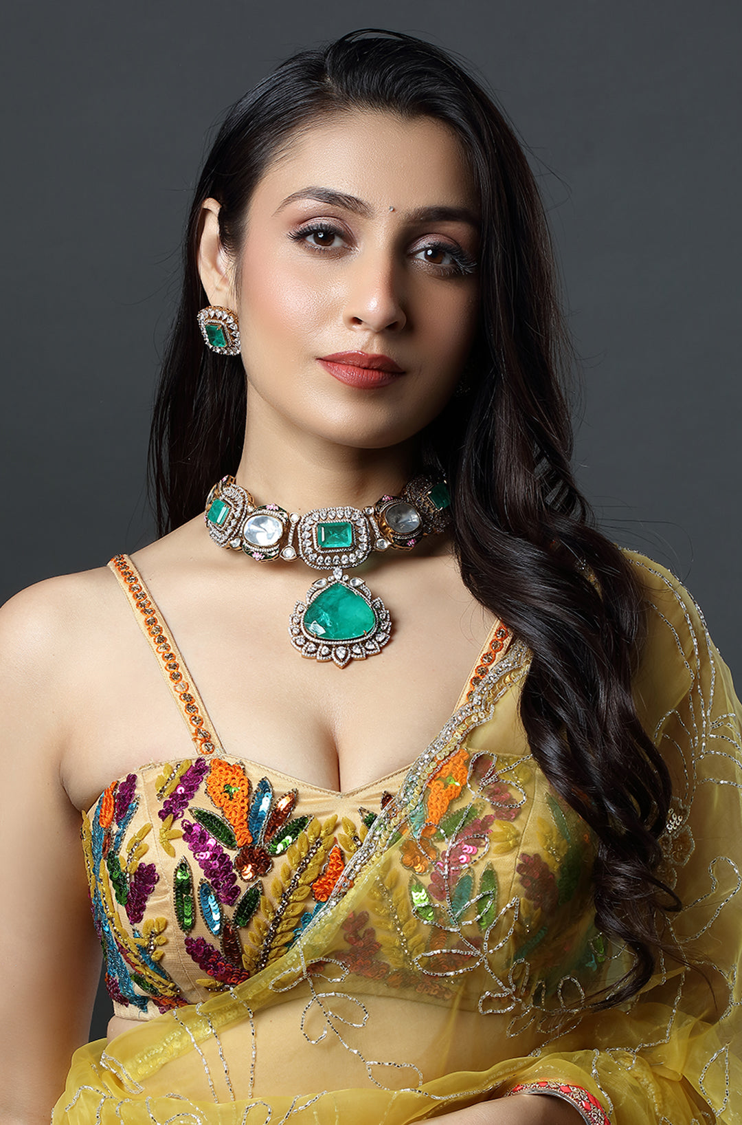 Emerald Regal Polki Statement Choker Set