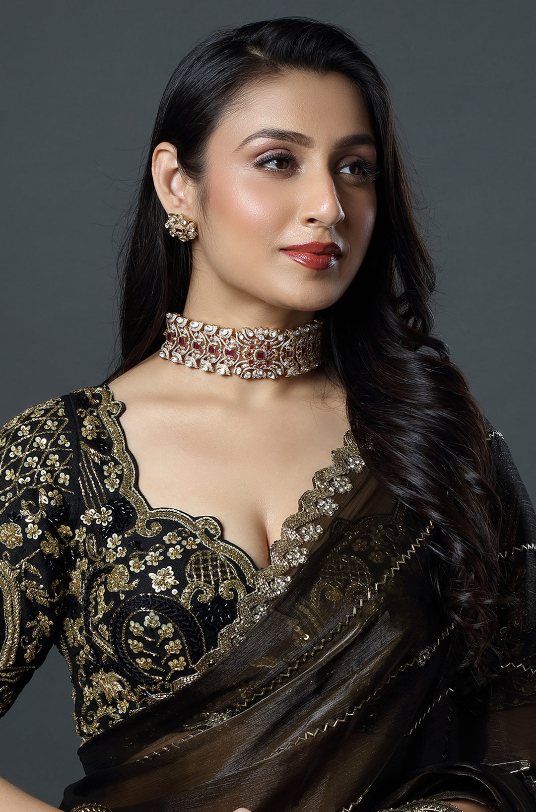 Ruby Lattice Polki Regal Choker Set