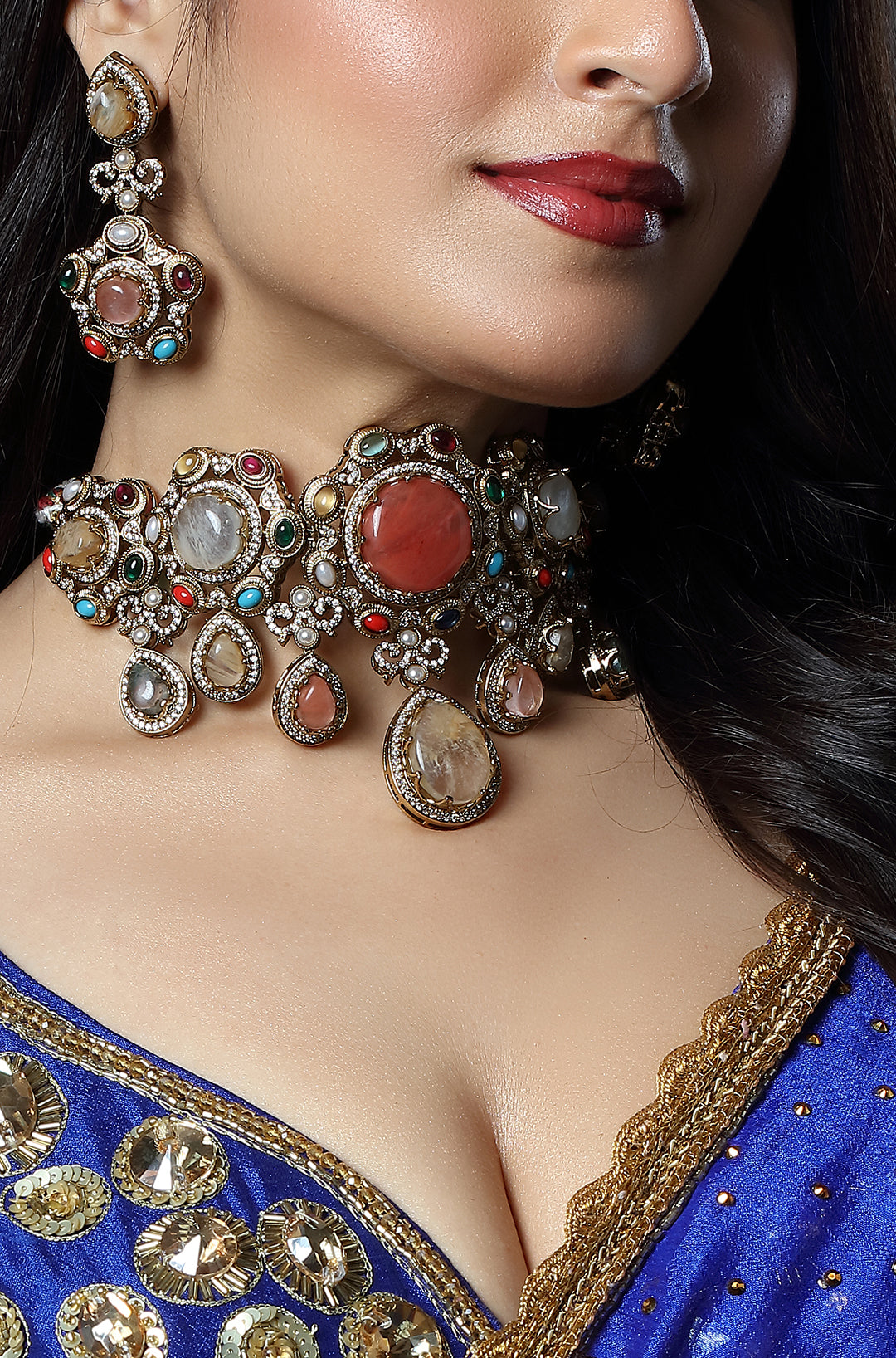 Navratna Heritage Polki Statement Choker Set