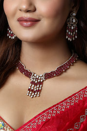 Ruby Cascade Polki Drop Choker Set