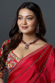 Ruby Cascade Polki Drop Choker Set
