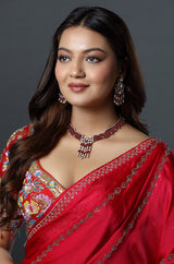 Ruby Cascade Polki Drop Choker Set
