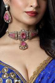 Blush Royale Polki Statement Choker Set