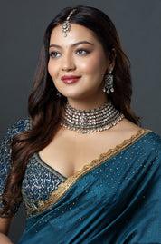 Emerald Royale Polki Bridal Choker Set with Maang Tikka