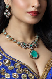 Emerald Flora Luxe Statement Necklace Set