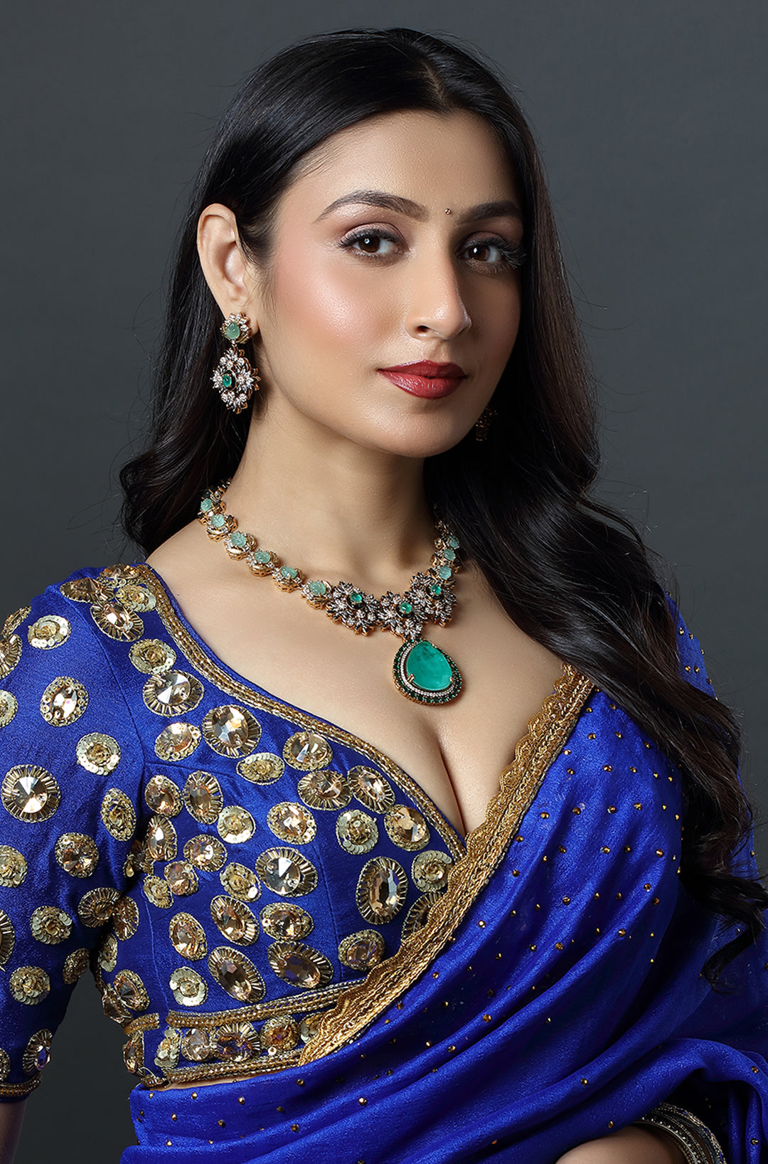 Emerald Flora Luxe Statement Necklace Set
