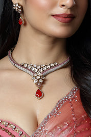 Ruby Drop Polki Elegance Necklace Set