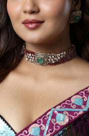 Ruby Emerald Regalia Polki Choker Set