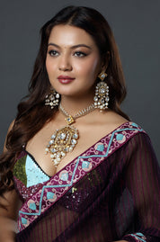 Noor Heritage Polki Pearl Pendant Set