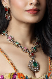 Trinity Gem Polki Heritage Pendant Set