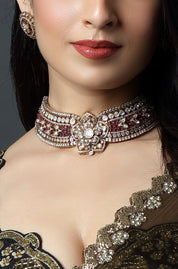 Royal Ruby Polki Floral Choker