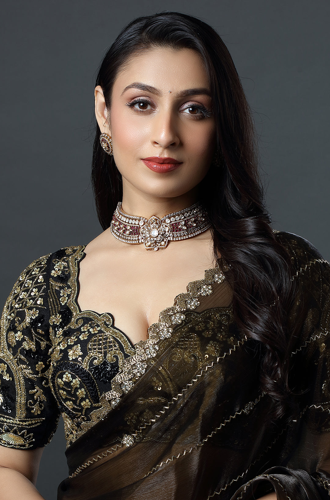 Royal Ruby Polki Floral Choker