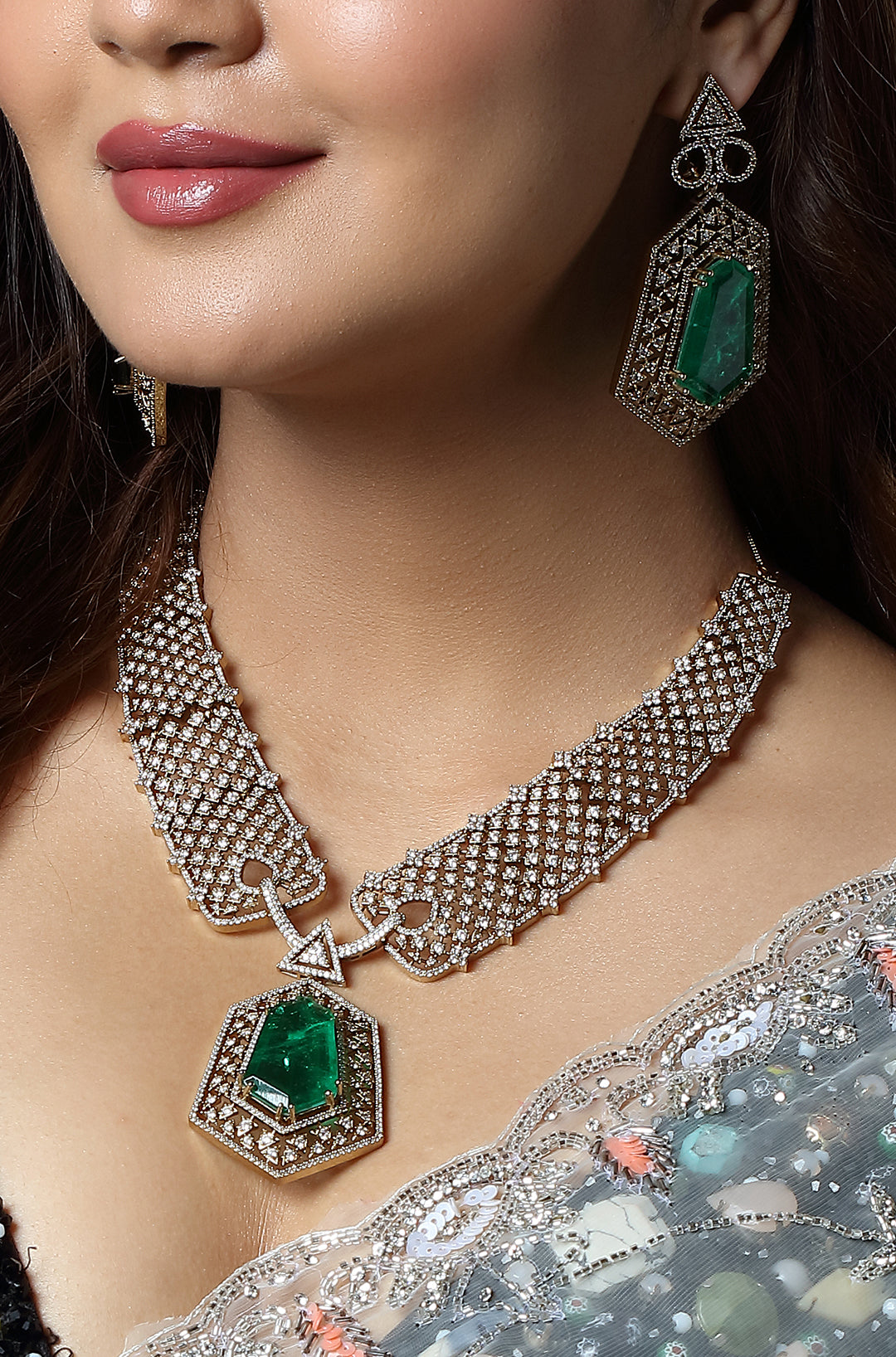 Emerald Prism Luxe Collar Necklace Set