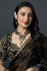 Emerald Regal Crest Statement Necklace Set