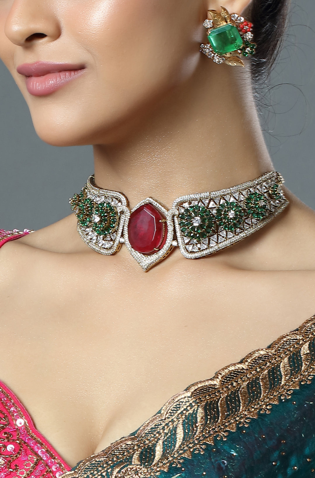 Ruby Emerald Royale Polki Choker