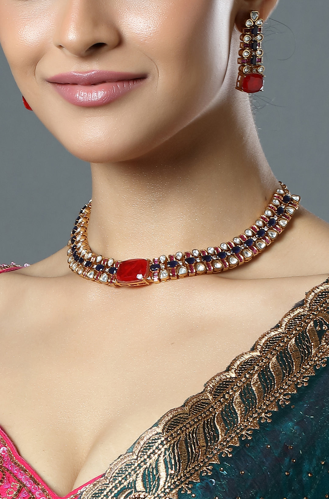 Ruby Midnight Polki Classic Choker
