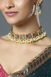 Pastel Coin Pearl Choker Set
