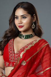 Emerald Luxe Kundan Choker Set
