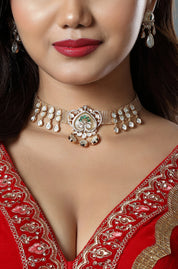 Ivory Kundan Teardrop Choker Set
