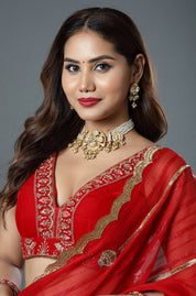 Pearl Kundan Floral Choker Set
