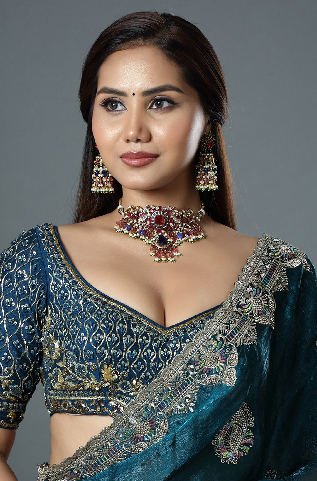 Ruby Multistone Kundan Choker Set