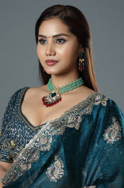 Mint Beaded Kundan Pendant Choker Set