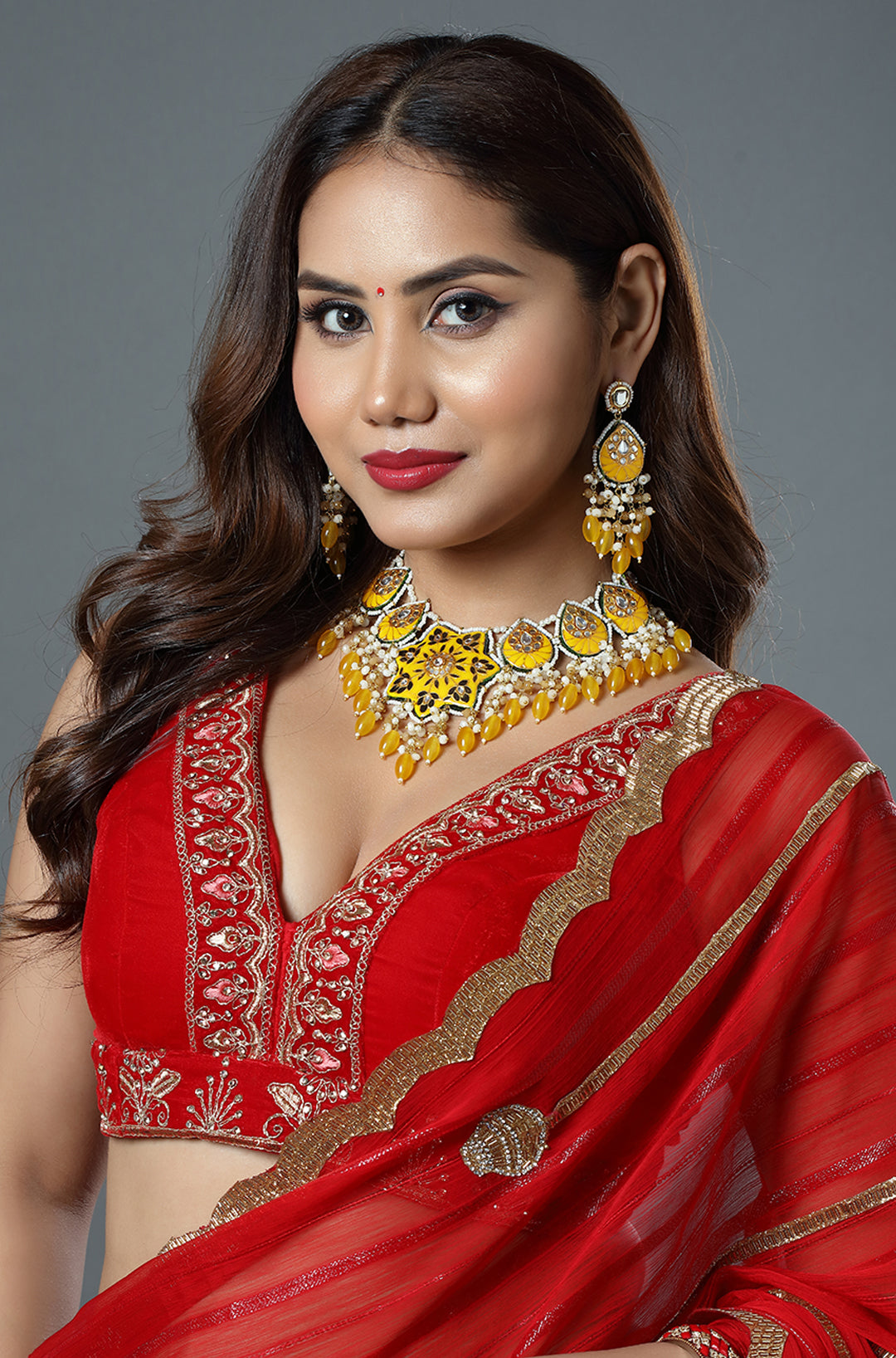 Sunlit Floral Haldi Statement Set