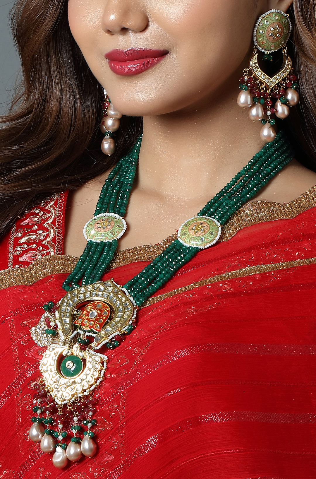Emerald Pearl Heritage Necklace Set
