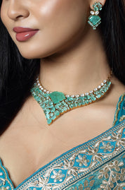 Aqua Crystal Statement Necklace Set
