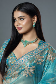 Aqua Crystal Statement Necklace Set