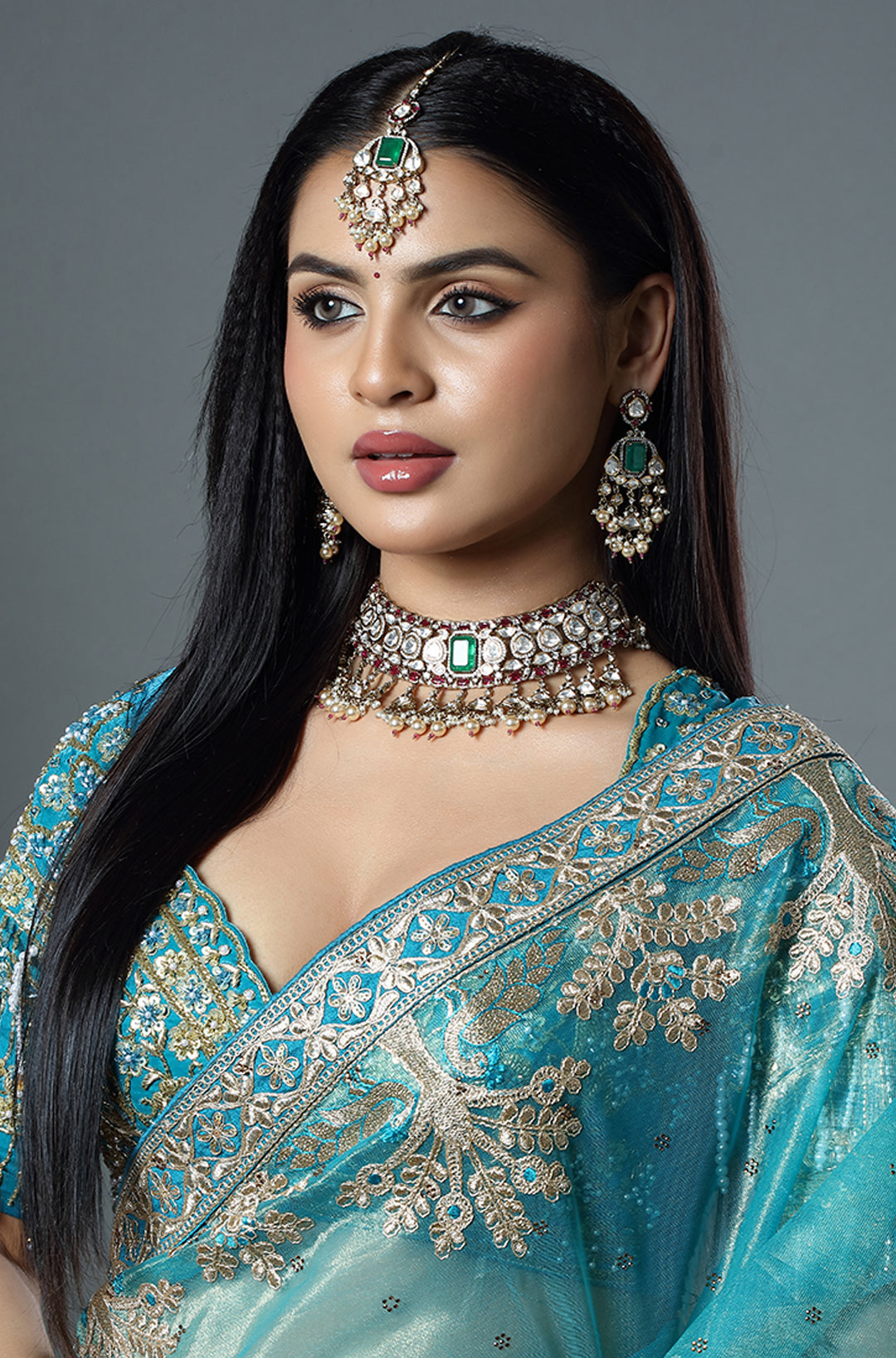 Emerald Kundan Bridal Choker Set