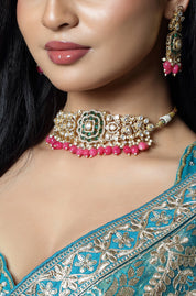 Blush Emerald Kundan Choker