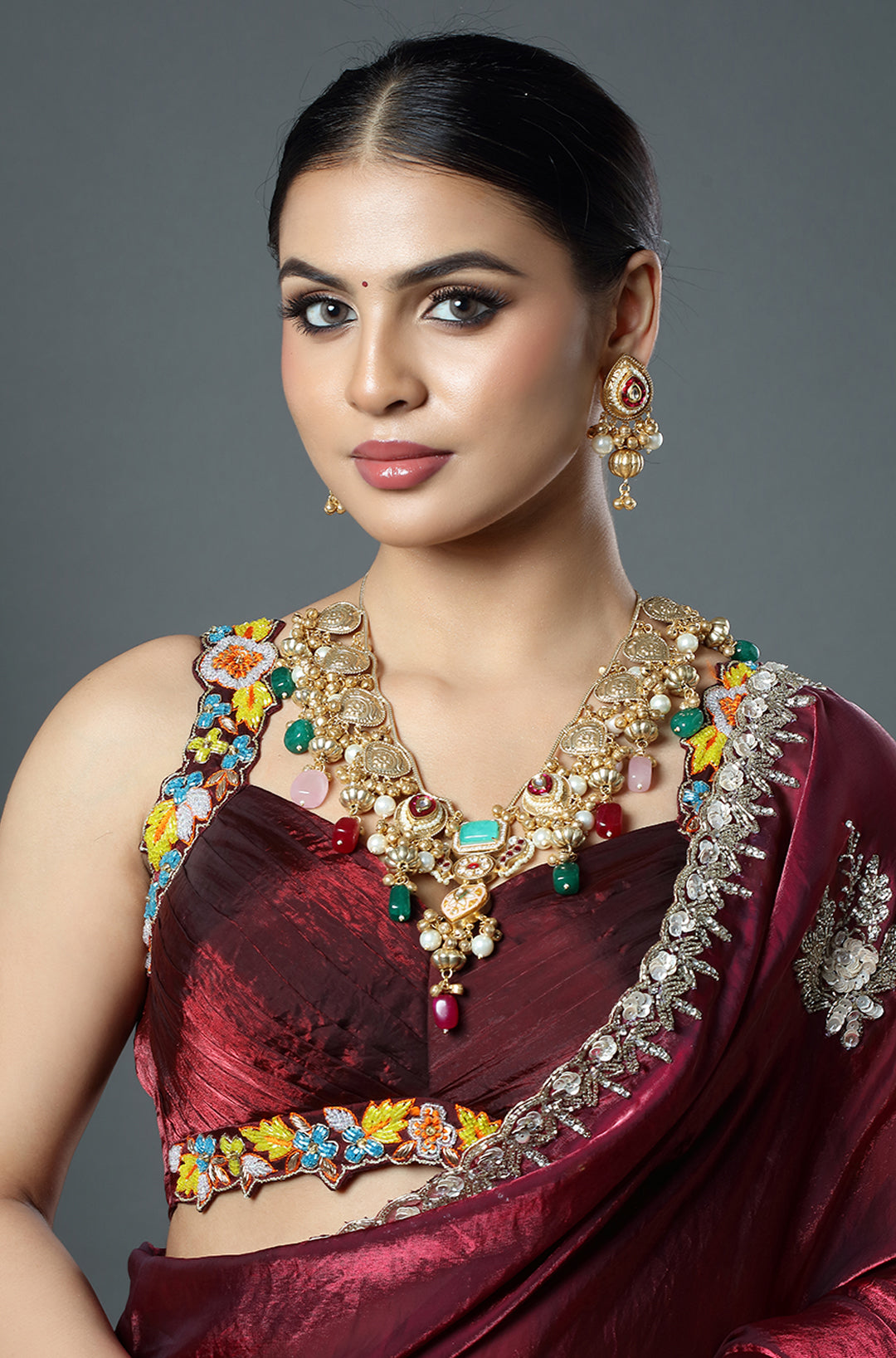 Heritage Multicolor Temple Necklace Set