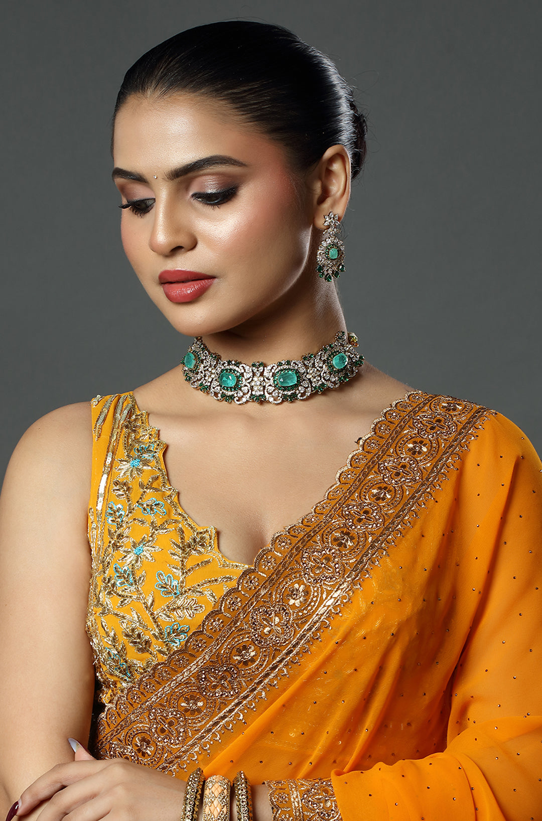Emerald Crystal Luxe Choker Set