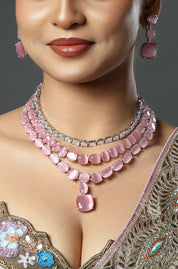 Blush Crystal Cascade Necklace Set