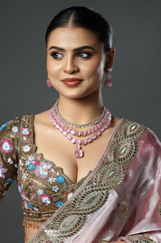 Blush Crystal Cascade Necklace Set