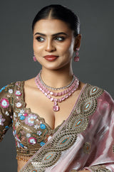 Blush Crystal Cascade Necklace Set
