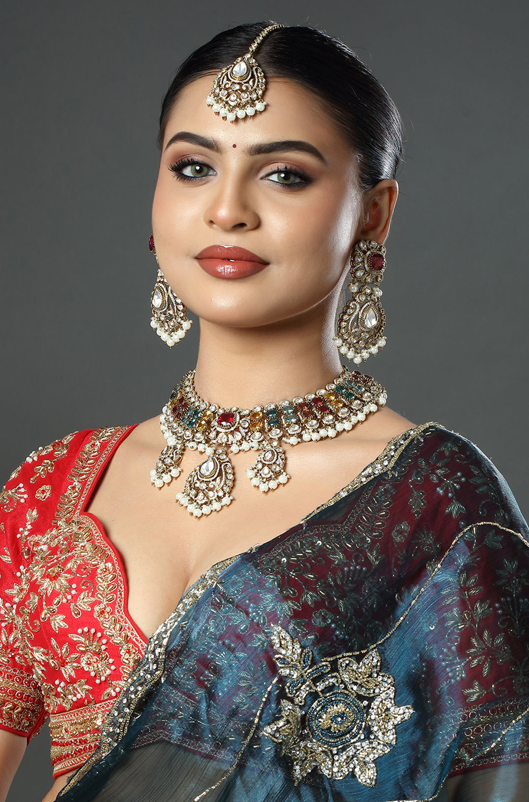 Royal Polki Multicolor Bridal Choker Set