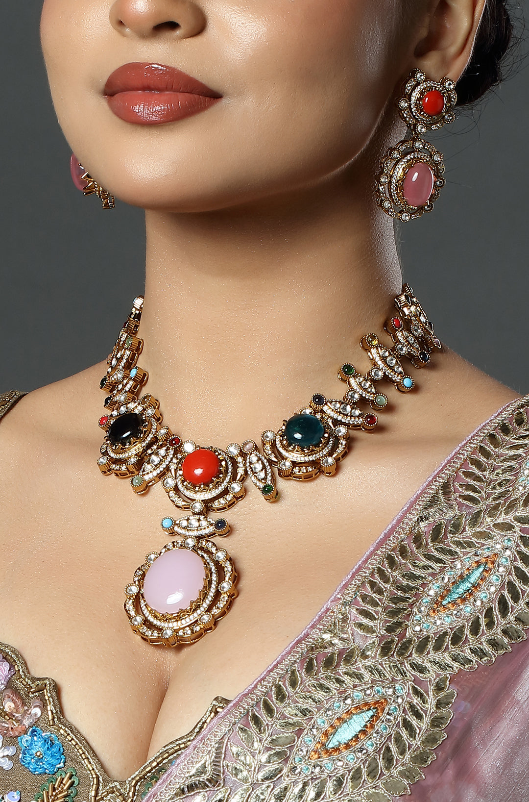 Antique Multistone Heritage Necklace Set