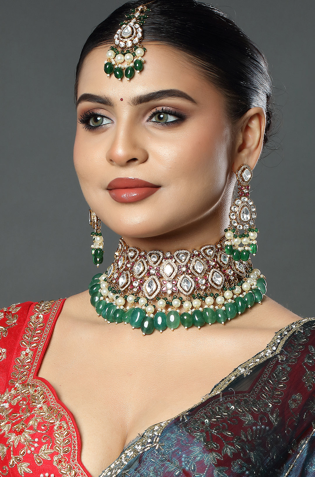 Emerald Polki Bridal Choker Set