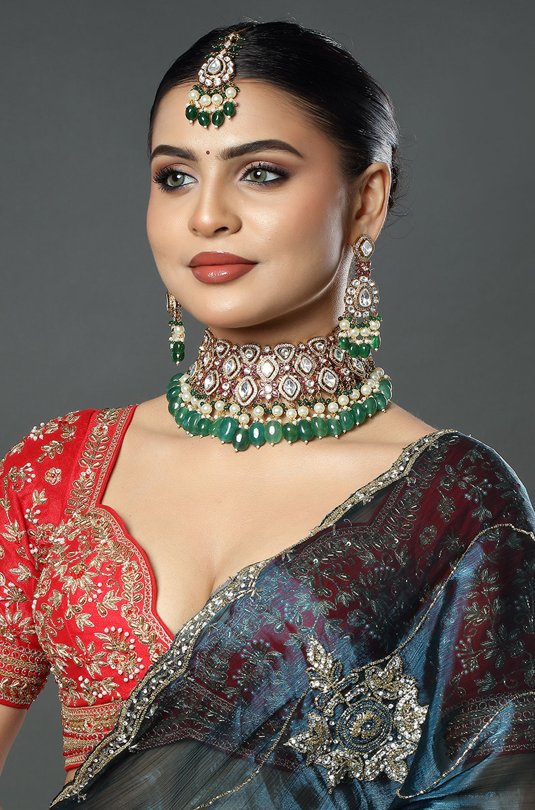 Emerald Polki Bridal Choker Set