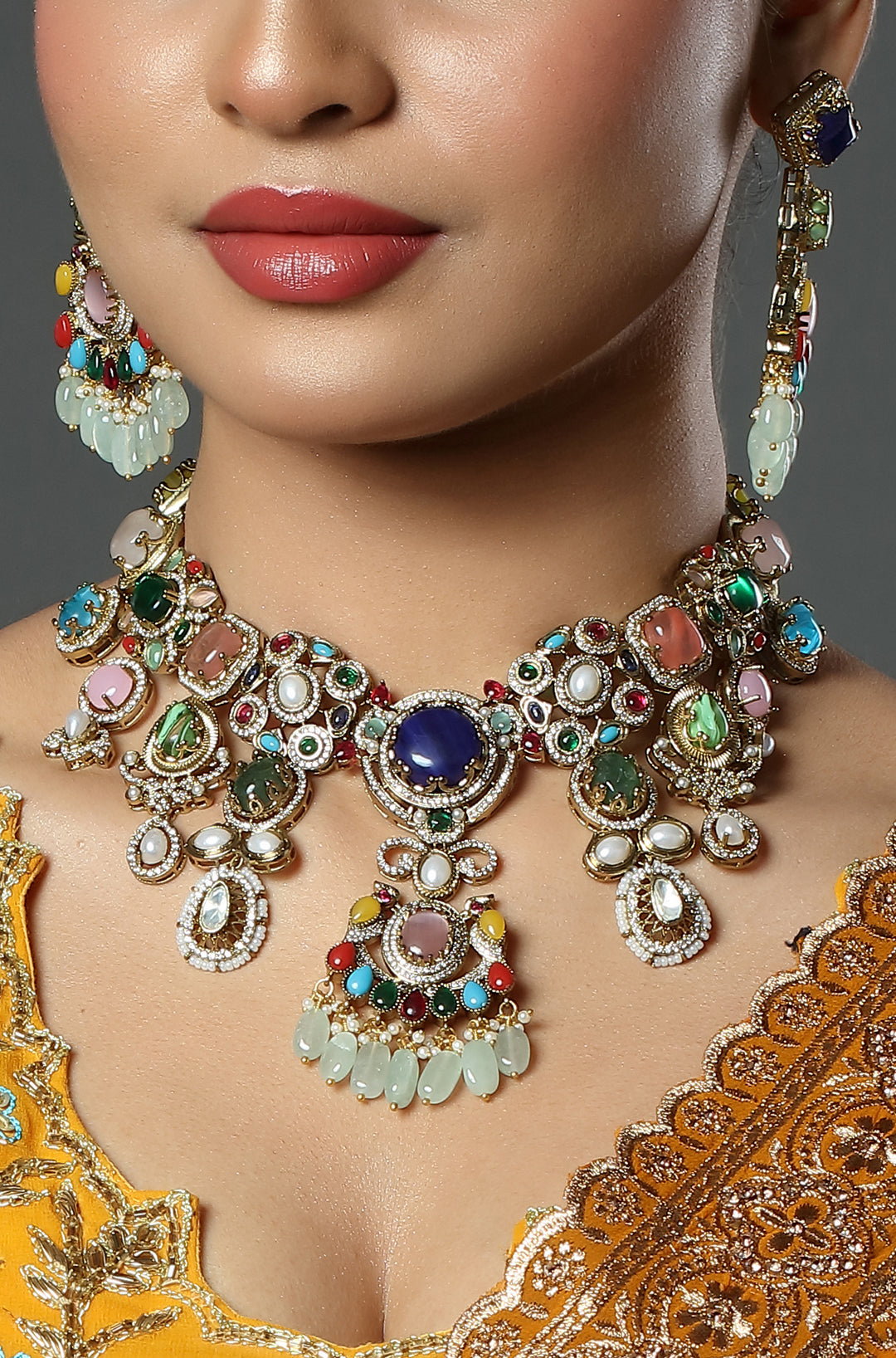 Royal Multistone Statement Necklace Set