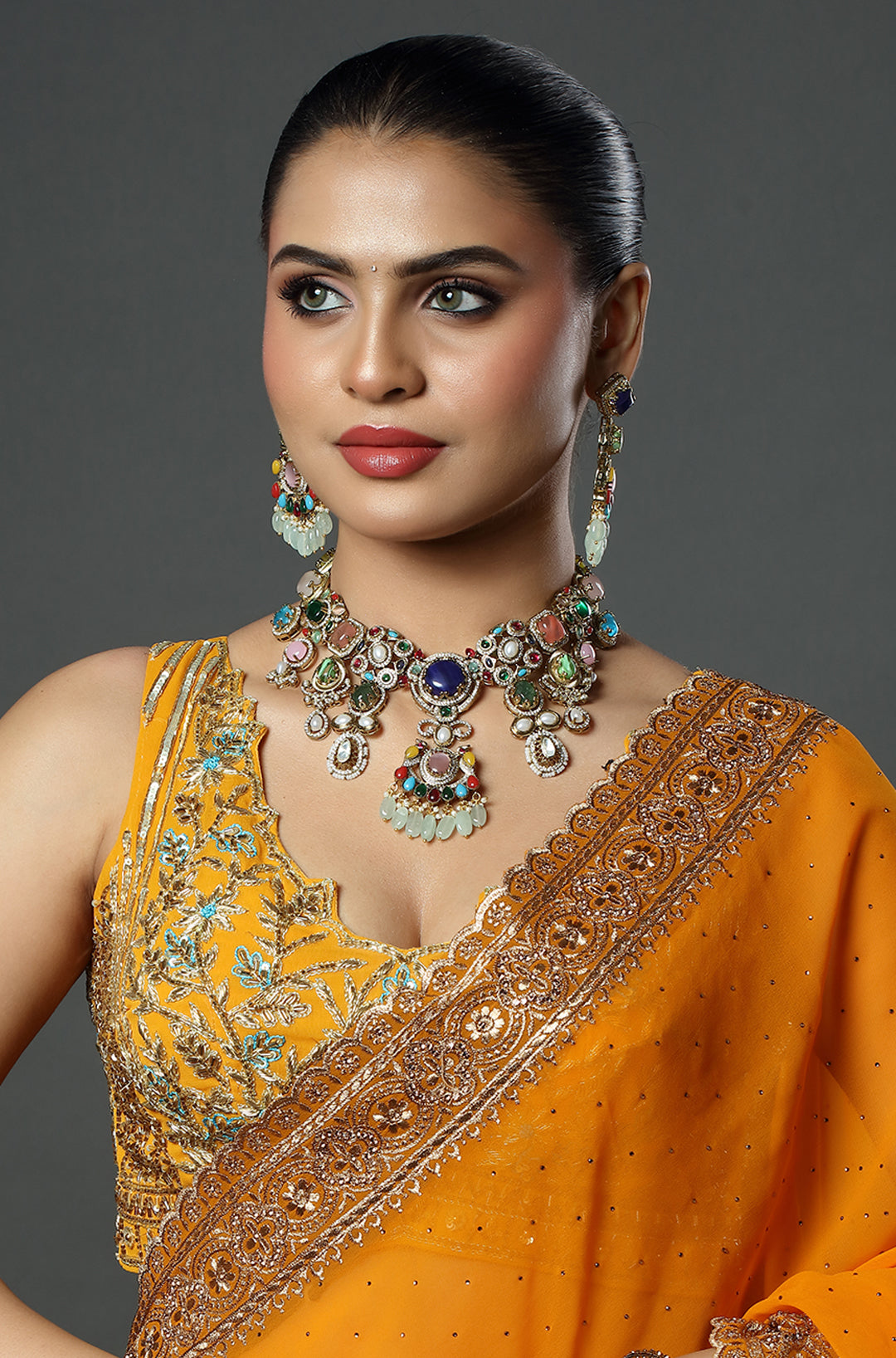 Royal Multistone Statement Necklace Set