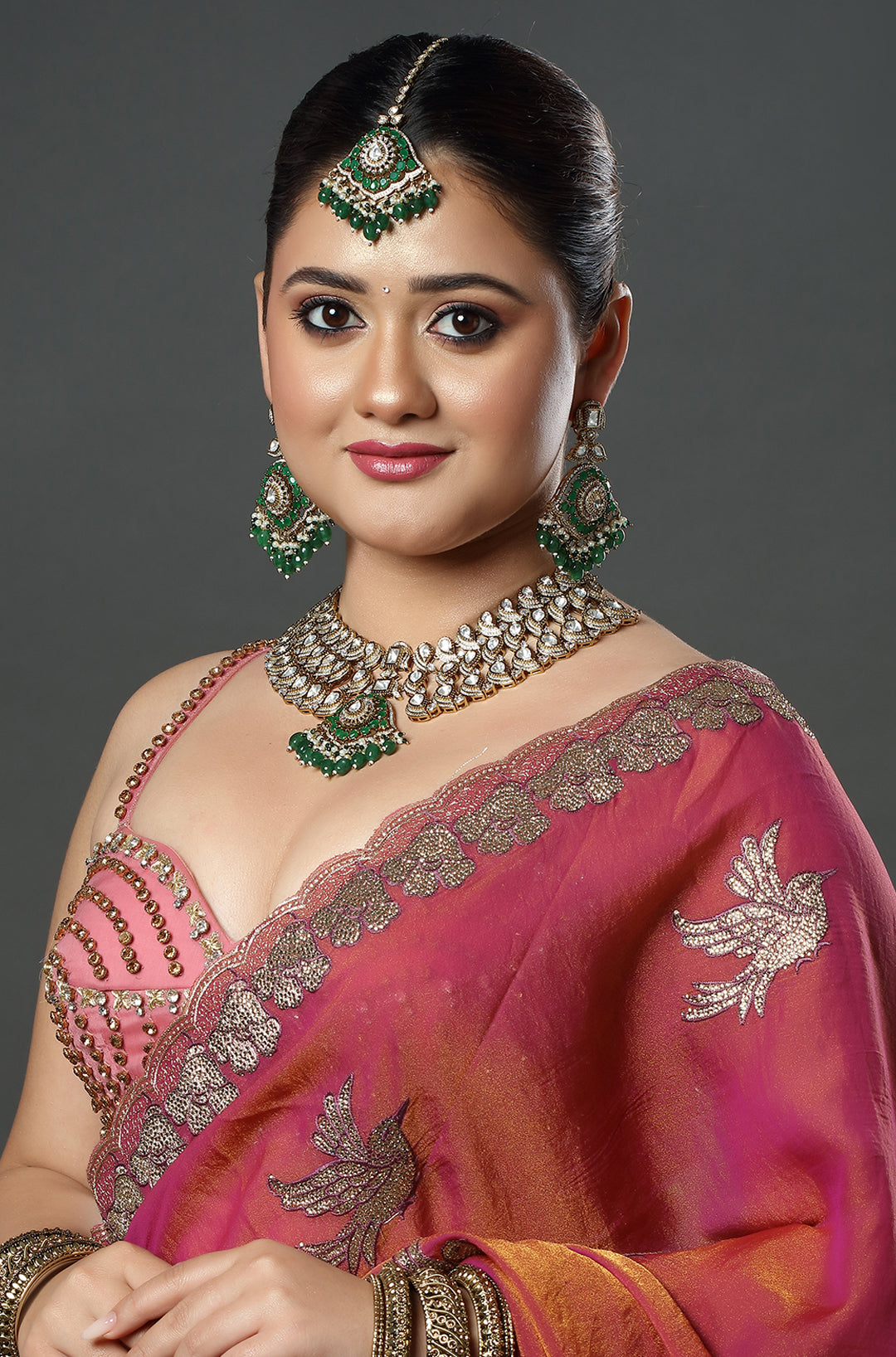 Emerald Kundan Bridal Choker Set